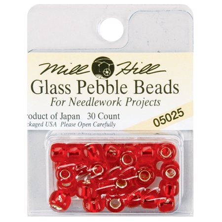 Mill Hill Glass Pebble Beads 30/Pkg-Ruby 05025