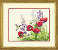 Dimensions brand "Hummingbird & Poppies" Counted Cross Stitch Kit (Item #70-35344)