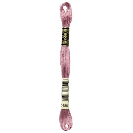 DMC Mouline Special 3688 Six-Strand Embroidery Thread Medium Mauve 8.7-Yards