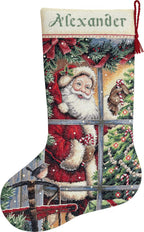 Dimensions 8778 is the Candy Cane Santa Stocking