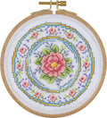Tuva Cross Stitch Kit with Wooden Hoop 5'' / 12.5 cm  - Floral Plate