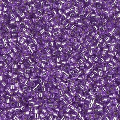 Miyuki Delica Seed Bead 11/0 Silver Lined Lavender Dyed 2-inch 5g DB1343