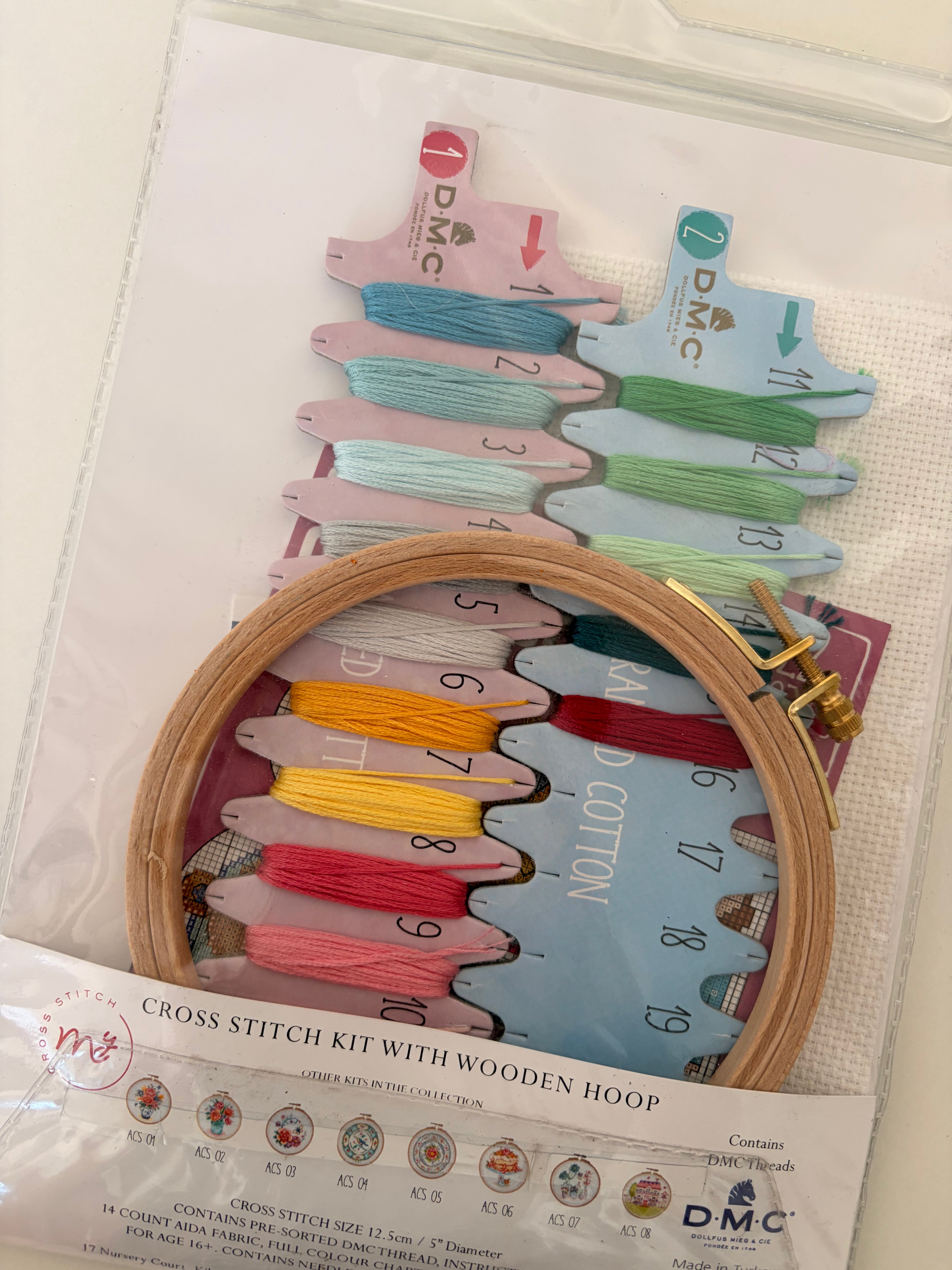 Tuva Cross Stitch Kit with Wooden Hoop 5'' / 12.5 cm  - Bird Plate