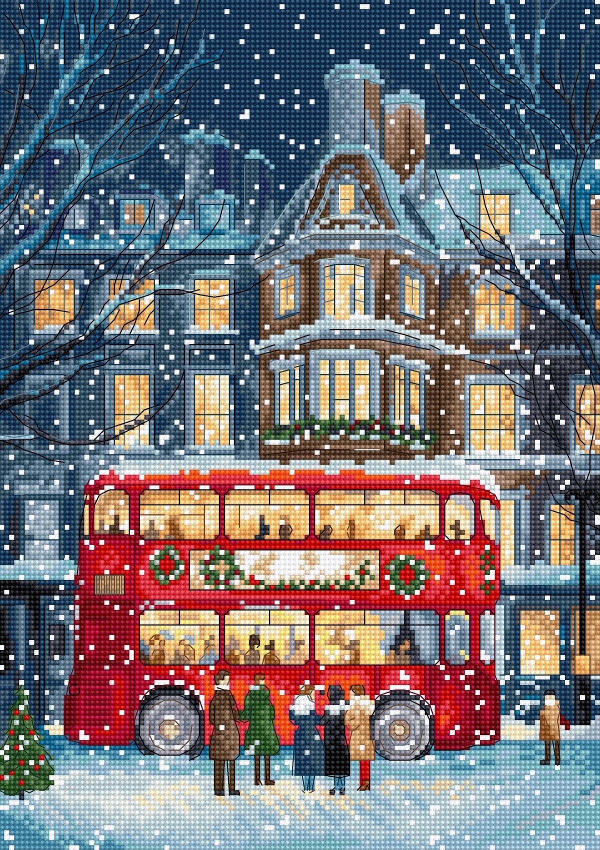 LETISTITCH  L9982 London Christmas Bus Cross Stitch Kit