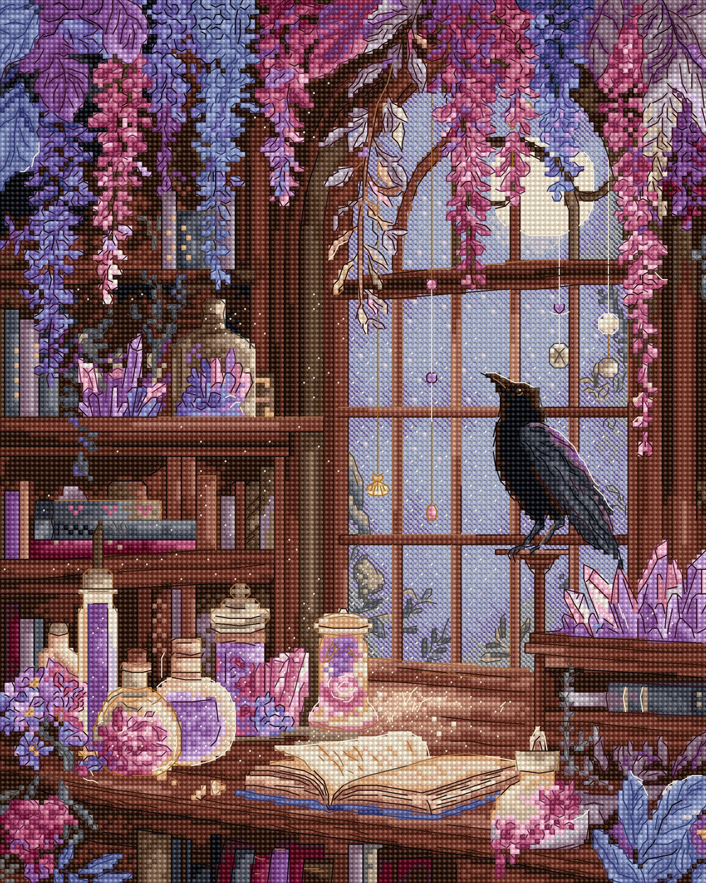 LETISTITCH  L9987 Raven’s Library Cross Stitch Kit