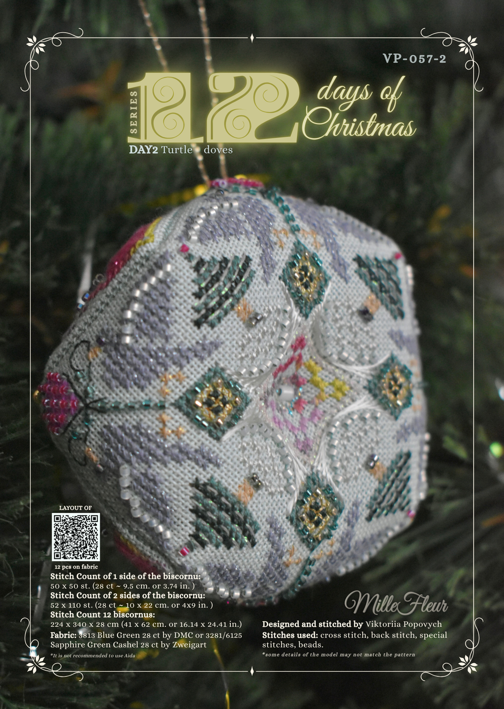 Mille Fleur VP-057-2 Day 2 Turtle doves 12 days of Christmas