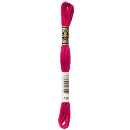 DMC Mouline Special 498 Mouline Six-Strand Embroidery Thread  Dark Red  8.7-Yards