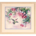 Dimensions 13139 ("Hummingbird & Fuchsias") cross stitch kit