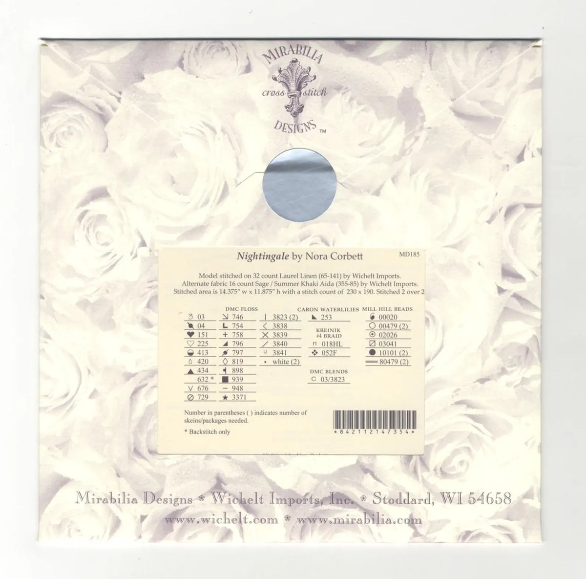 Mirabilia - Nightingale cross stitch pattern only, MD-185