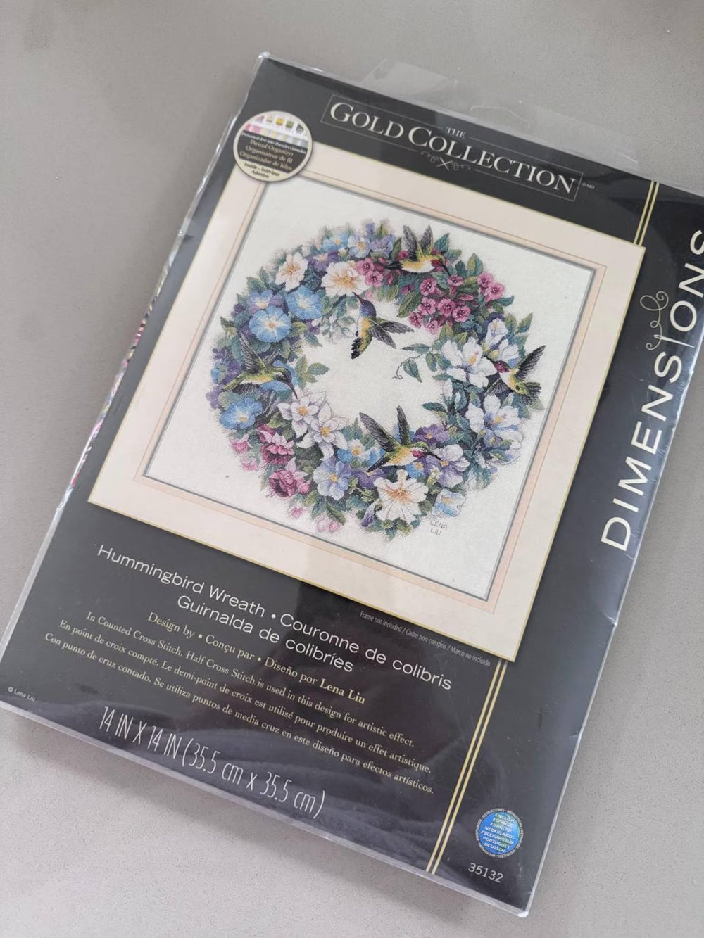 Dimensions Hummingbird Wreath Gold Collection Cross Stitch Kit