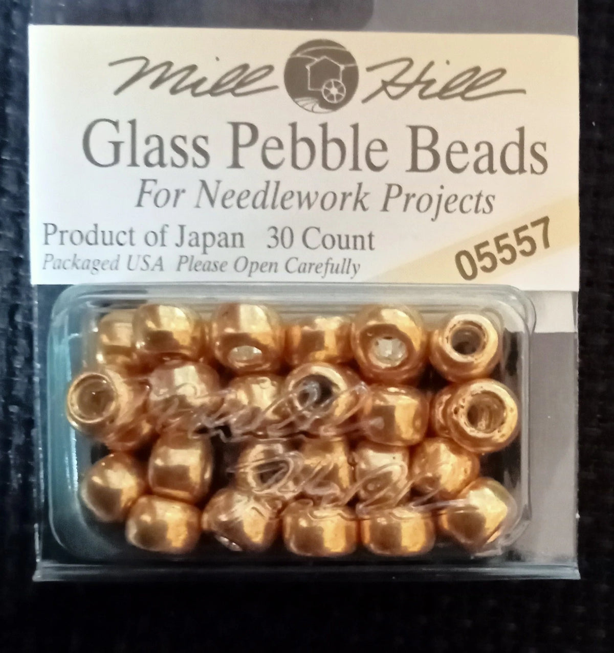 Mill Hill Glass Pebble Beads 5.5mm 30/Pkg-Old Gold